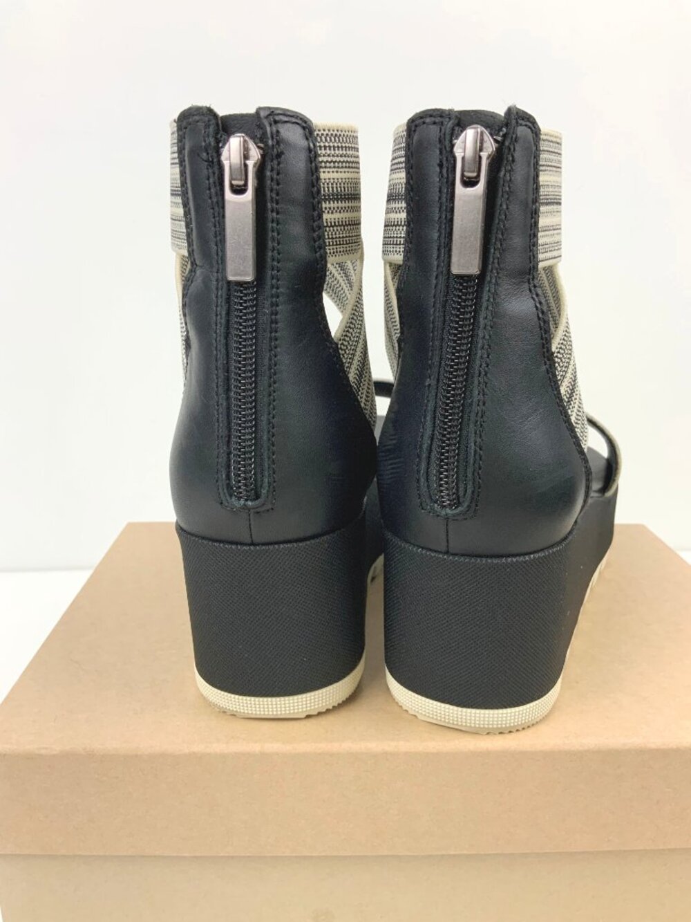SOREL Dayspring Ankle Strap Platform Sandals Cream/Black Sz 8.5 - Picture 10 of 16